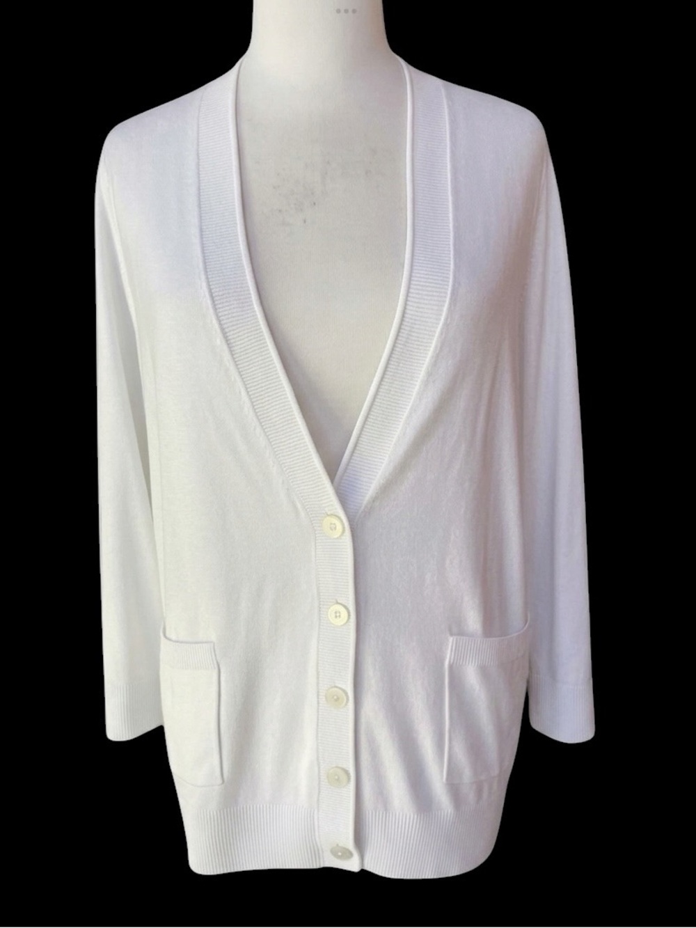 NWOT Talbots White Cotton Blend Girlfriend Cardigan
